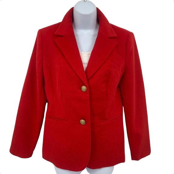 J&G Hook Wool Cashmere Blend Classic Red Blazer Jacket Sz. 8 Vintage - Picture 2 of 10